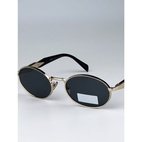 NEW Prada PR65ZS ZVN09T Pale Gold Dark Grey Oval Metal Unisex Sunglasses